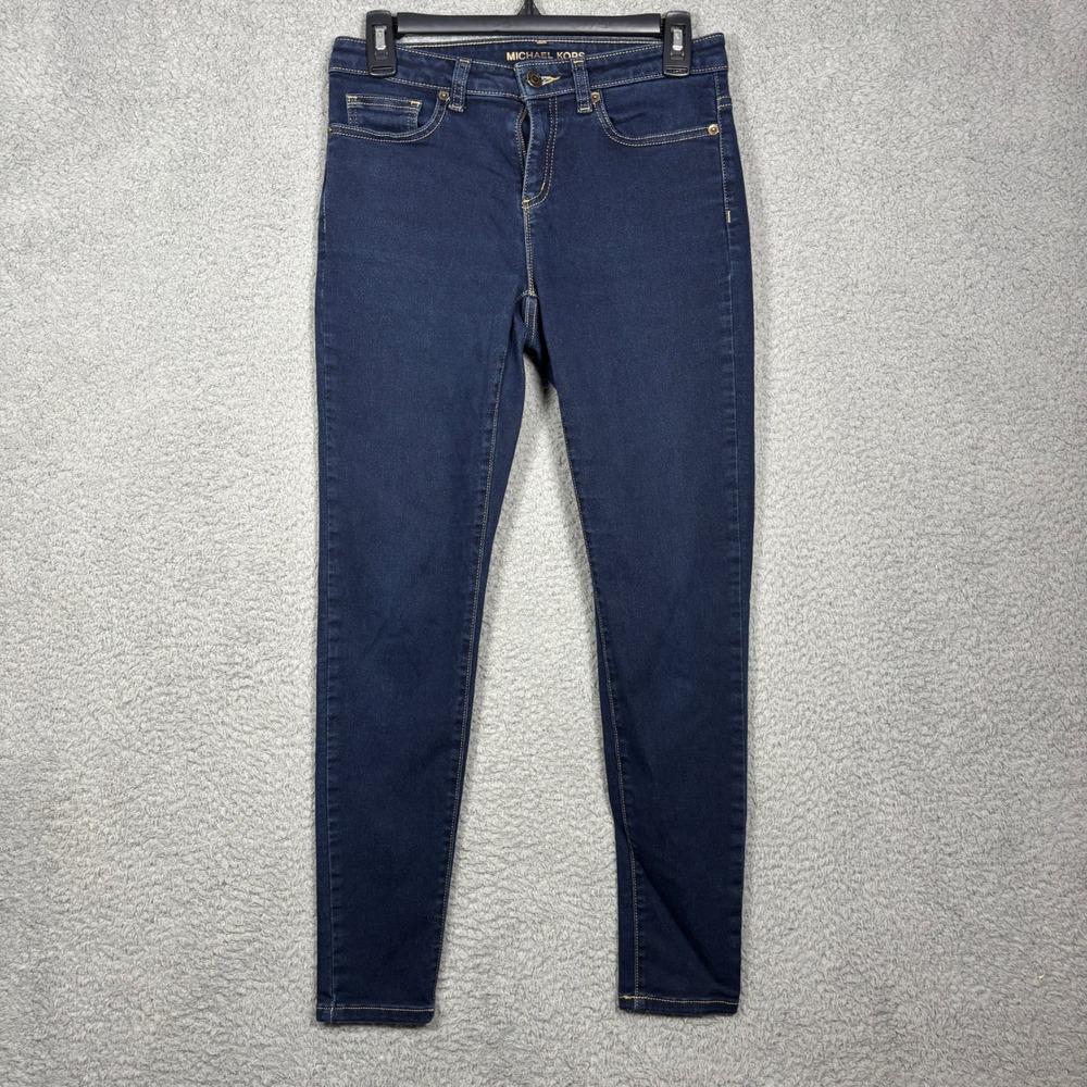 Michael Kors Izzy Skinny Dark Indigo Blue Denim Stretch Jeans Womens Size 4